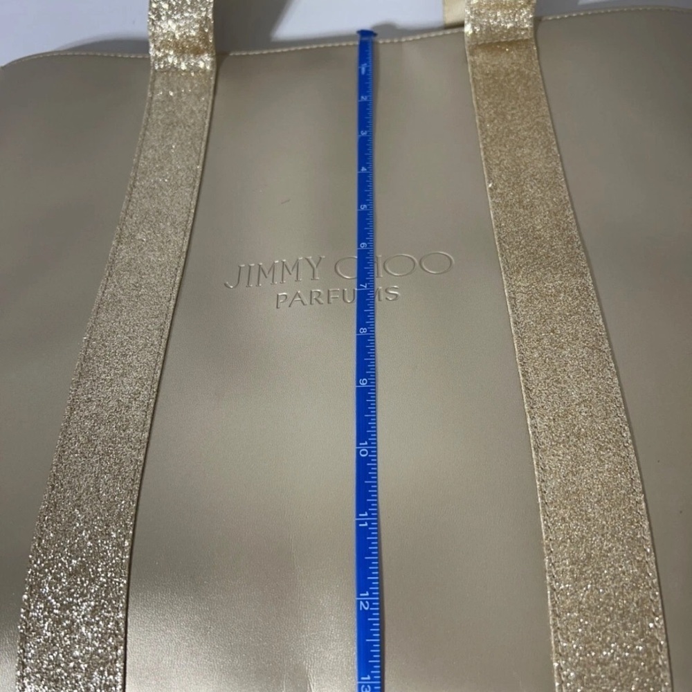 Jimmy Choo Parfums Gold Glitter Tote Bag W Sparkling Straps & Sleek Finish NWT - Picture 10 of 11